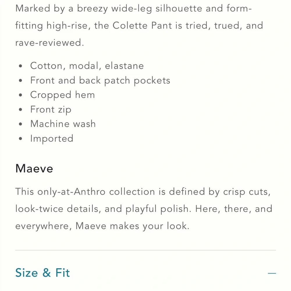 Anthropologie Maeve Colette Cropped Corduroy Pant Botanical 30 - Picture 5 of 5